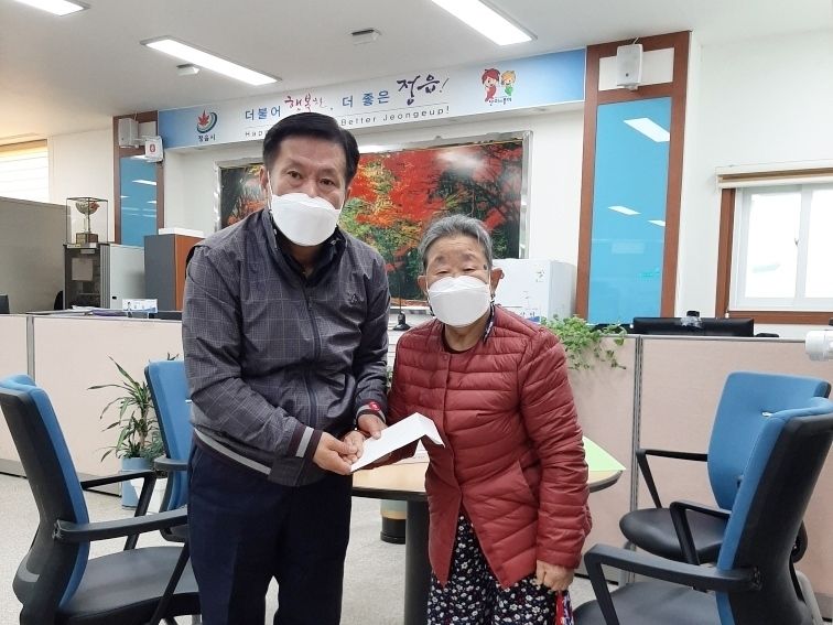 기초생활수급자 이명지 어르신, 따뜻한 지역사랑 ‘화제’(사진=정읍시청)
