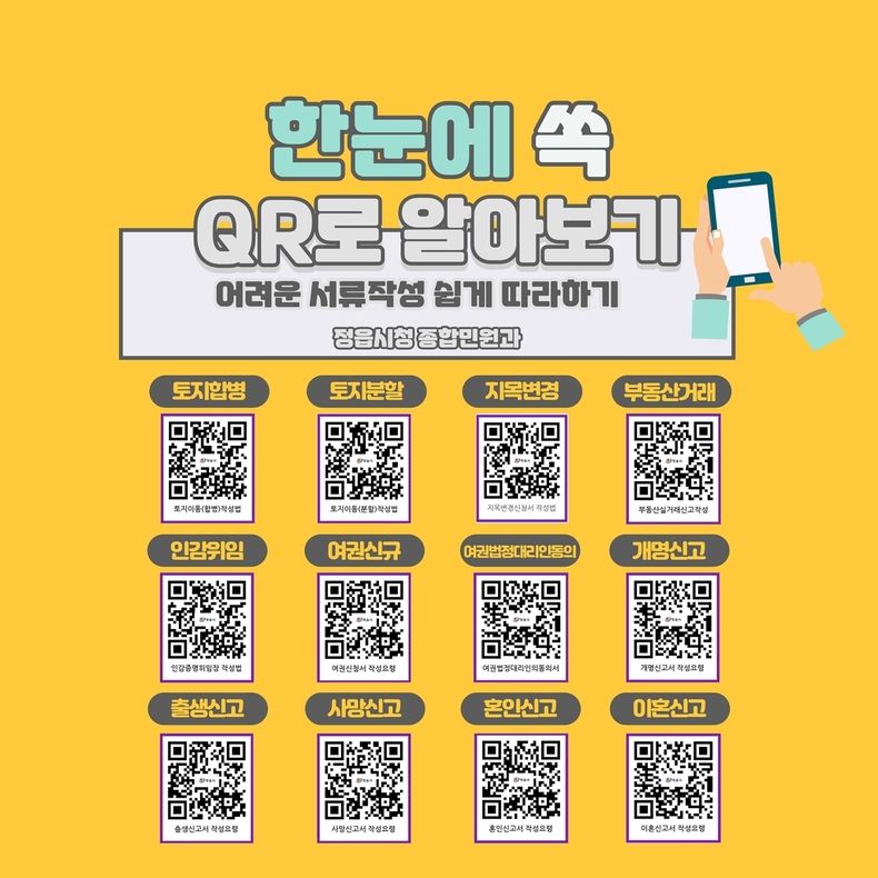 정읍시, “헷갈리는 민원 서식, QR코드로 뚝딱”(사진=정읍시청)