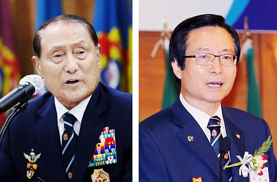 사진=재향군인회 김진호회장(81세) 신상태전부회장(70세) 좌측부터