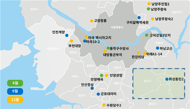 2023년도 사전청약 공급 위치도 * 위치에 표시된 예정지는 사업 추진현황에 따라 변경될 수도 있음 (국토부 제공)