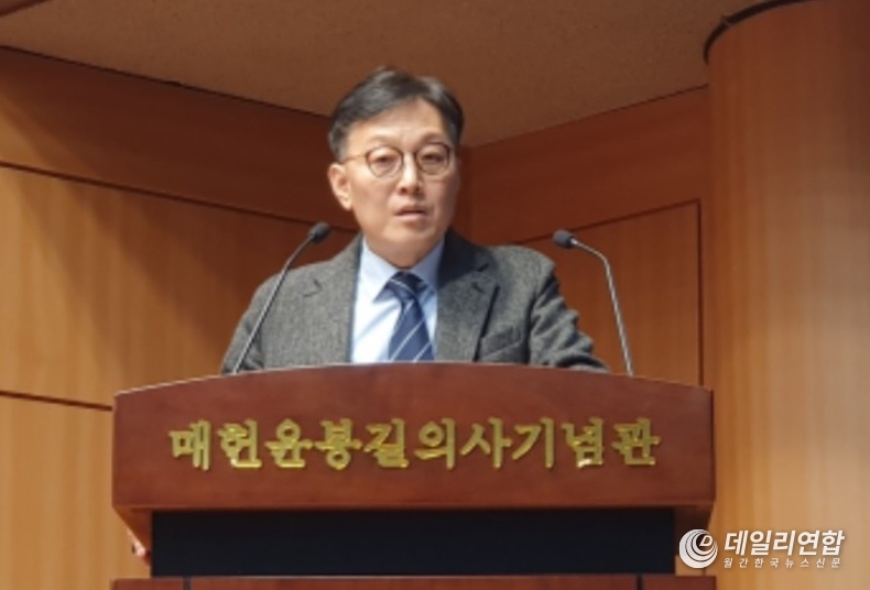 전국외국인다문화노동조합,심재환 위원장이 기념식에 참석해 발언하고 있다. /사진=전국외국인다문화노동조합
