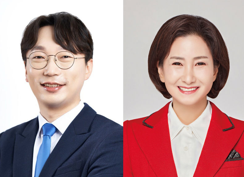 (왼쪽부터) 22대 총선 '인천 서구병' 예비후보, 모경종(더불어민주당), 이행숙(국민의힘)