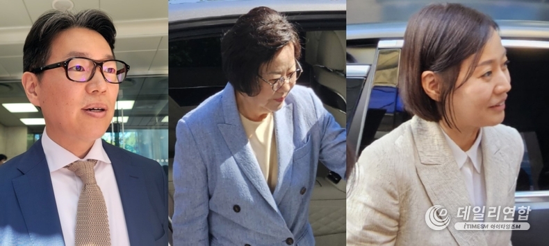 한미사이언스 이사회를 위해 모인 임종훈 한미사이언스 대표, 송영숙 한미약품그룹 회장, 임주현 한미약품그룹 부회장(왼쪽부터)