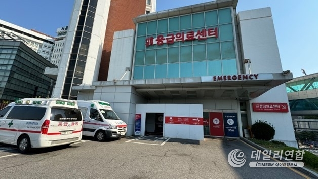 응급 진료를 보는 서울권역중증외상병원 응급실 입구의 모습. (사진=제보) 