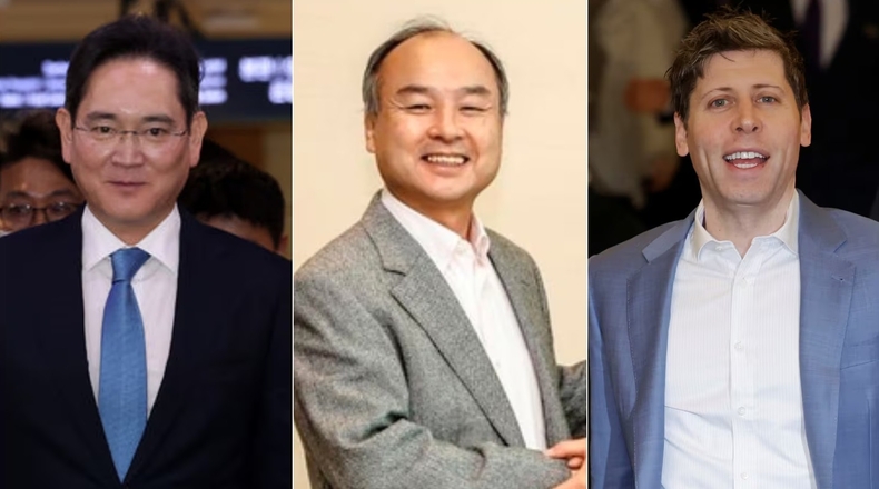 오른쪽부터 이재용 삼성전자 회장, 손정의 소프트뱅크 회장, 샘알트먼 오픈AI CEO. /사진=블로그 캡처. 