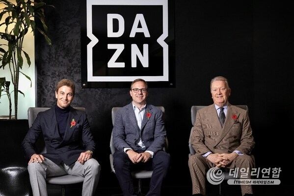 From left to right: George Warren (Queensberry Promotions CEO), Pete Oliver (DAZN Group CEO of DAZN boxing business), and Frank Warren (Queensberry Promotions Founder and Chairman) From left to right: George Warren (Queensberry Promotions CEO), Pete Oliver (DAZN Group CEO of DAZN boxing business), and Frank Warren (Queensberry Promotions Founder and Chairman)
