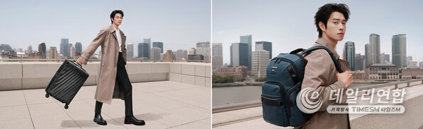 Wei Daxun pictured with the 19 Degree Lite International 4 Wheeled Carry-On in Black Graphite and the Alpha Bravo Navigation Backpack in Navy Coated Canvas. Wei Daxun pictured with the 19 Degree Lite International 4 Wheeled Carry-On in Black Graphite and the Alpha Bravo Navigation Backpack in Navy Coated Canvas.