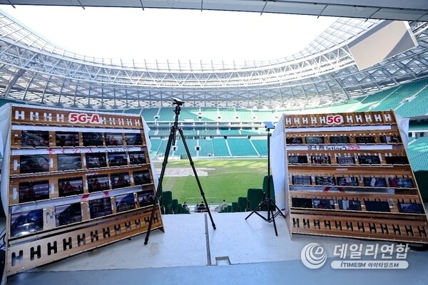 Capacity and rate comparison of 5G-Advanced (left) and 5G networks during a live match simulation at the Workers' Stadium