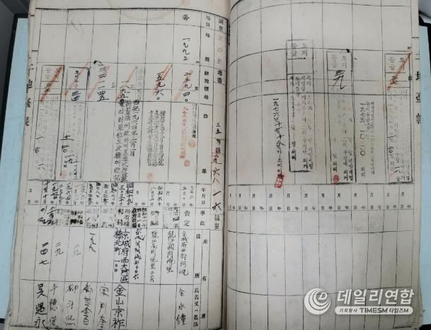 한자로 기록된 구 토지대장 원본